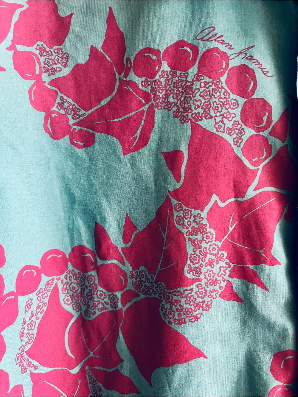 Allan James Kukui Print Aloha Shirt in Sky Blue & Berry Purple